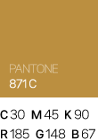 클래식부산 Sub Color / PANTONE 871 C / C30 M45 K90 / R185 G148 B67